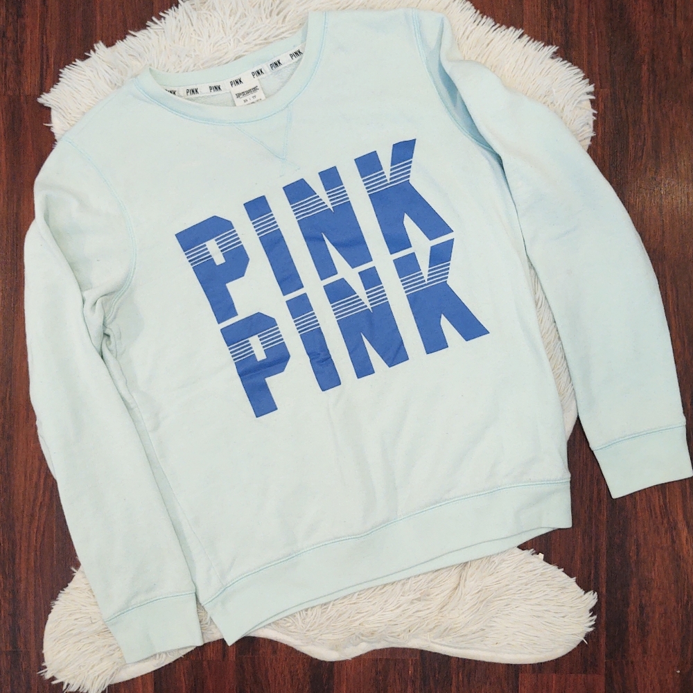 PINK Victoria's Secret Minty Blue Pull Over Sweatshirt